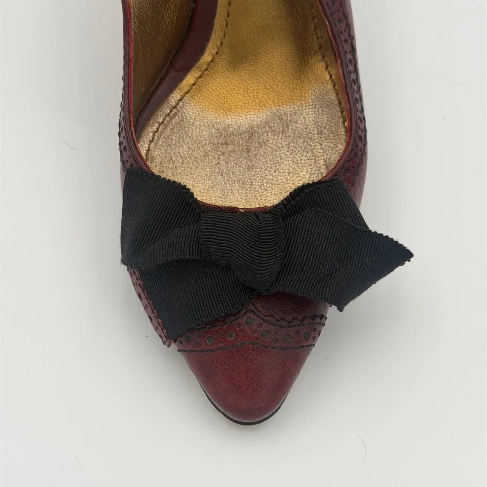 DOLCE & GABBANA BURGUNDY LEATHER SLINGBACK HEELS – IT 36 - Picture 3 of 7